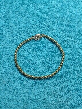 Gold Tone Beaded Elephant Crystal Stretch Bracelet